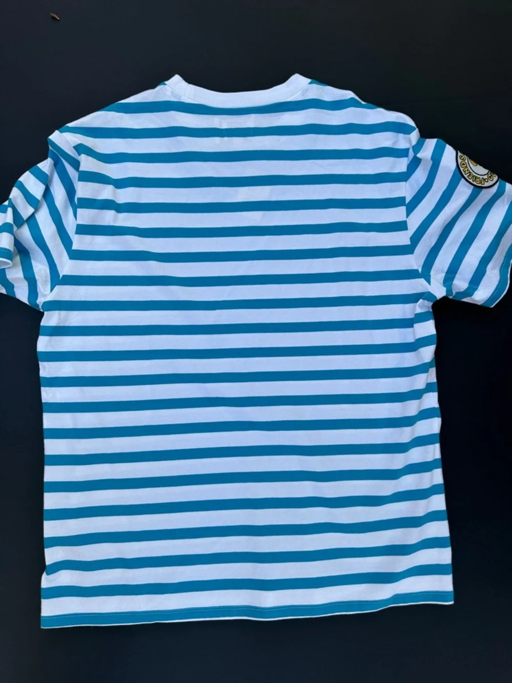 New Guess Blue & White Striped Short Sleeve Tee - Picture 5 of 5